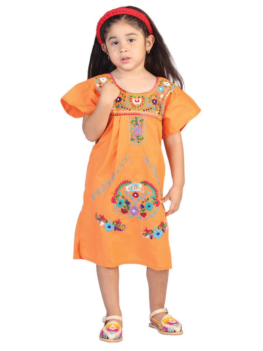 Mexican Girl's Dress Orange