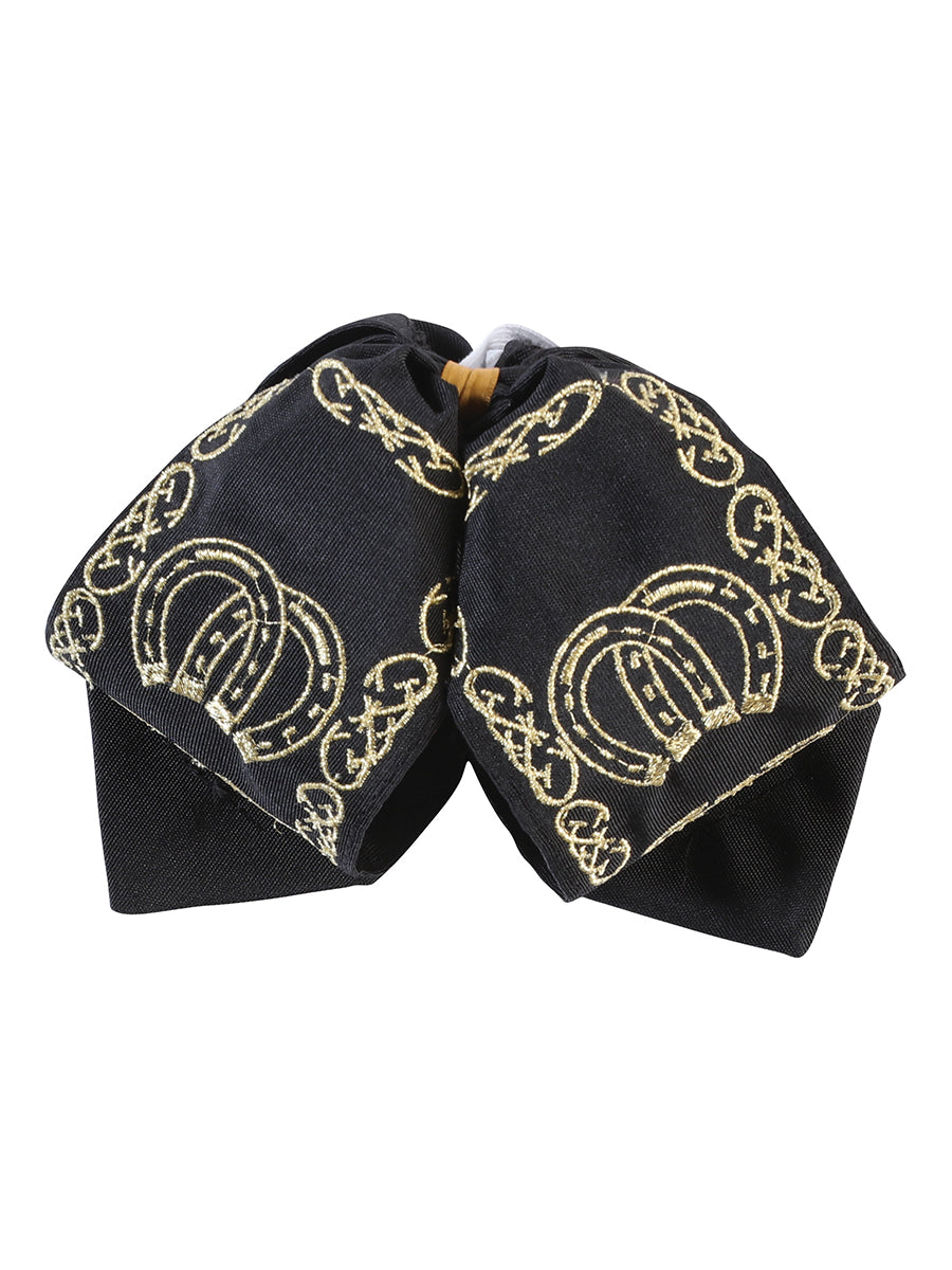 Artisanal Embroidered Kids Charro Bow Tie Cotton Polyester Black/Gold