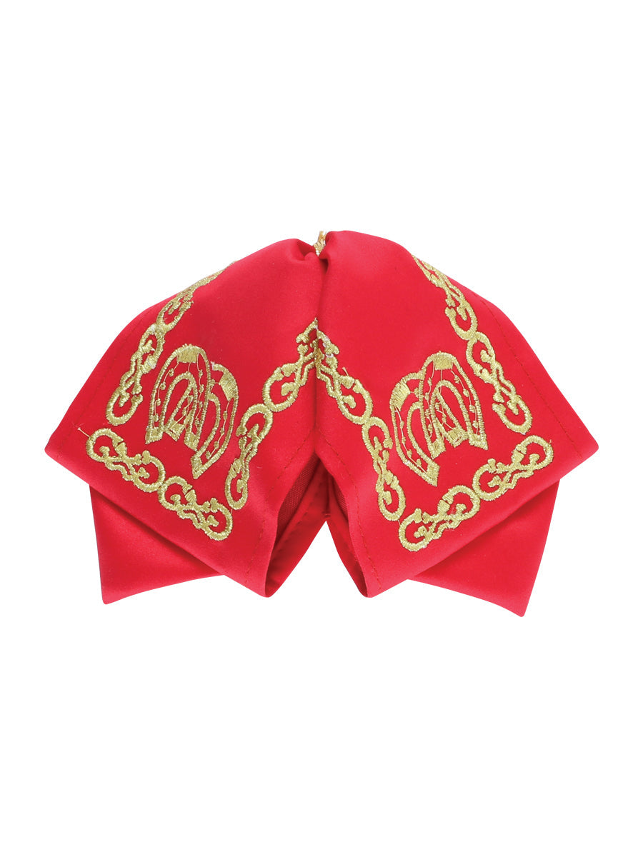 Pajarita Charra Infantil Bordada Artesanalmente Algodón Poliéster Rojo/Dorado