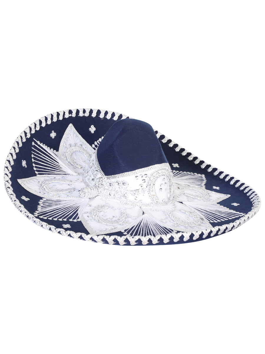 Mexican Artisanal Charro Hat Velvet Navy Blue/Silver