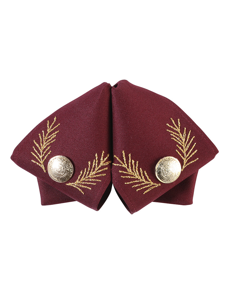Artisanal Embroidered Charro Bow Tie 100% Polyester Wine/Gold