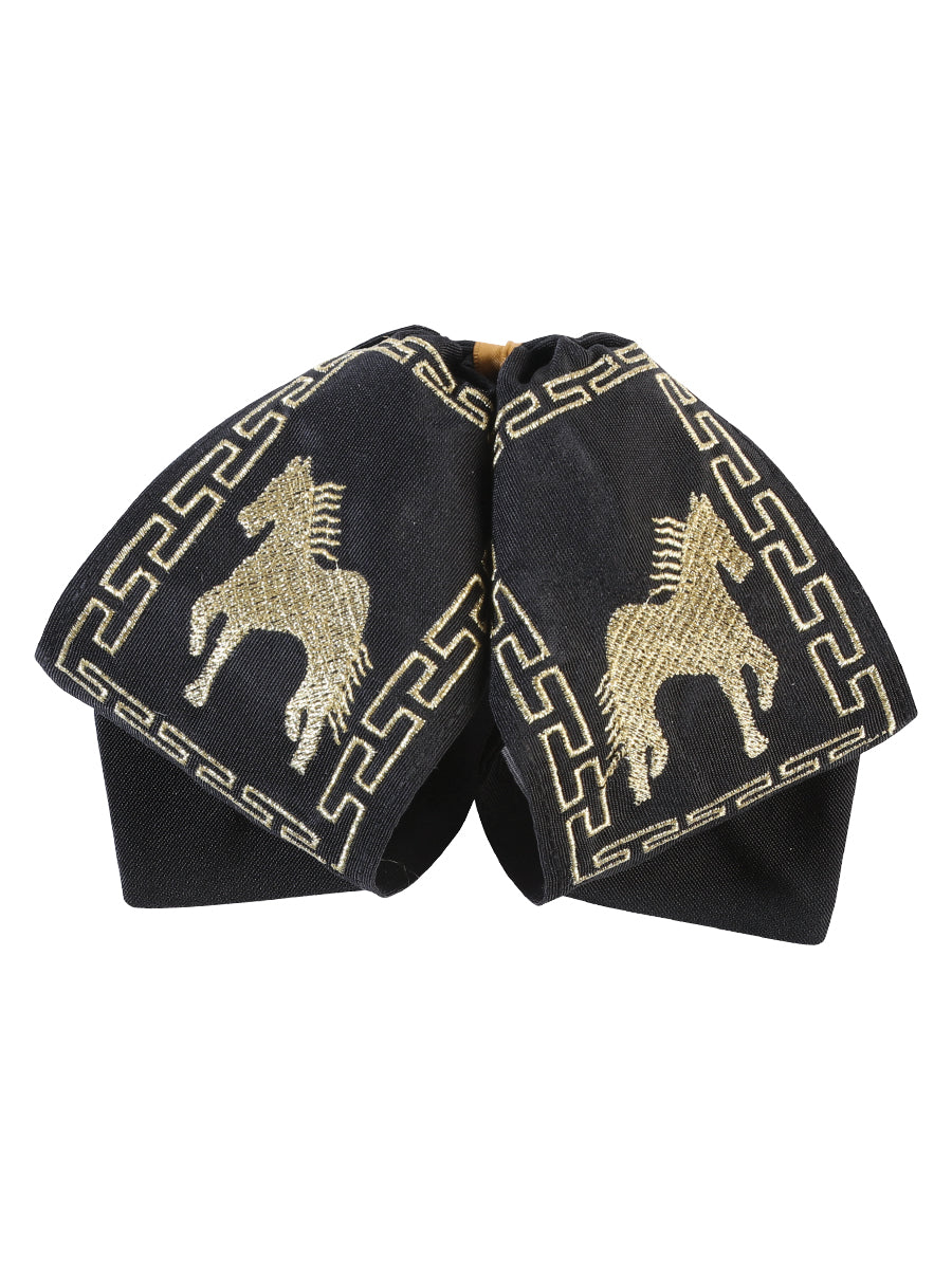 Pajarita Charra Mexicana 100% Poliéster Negro/Dorado