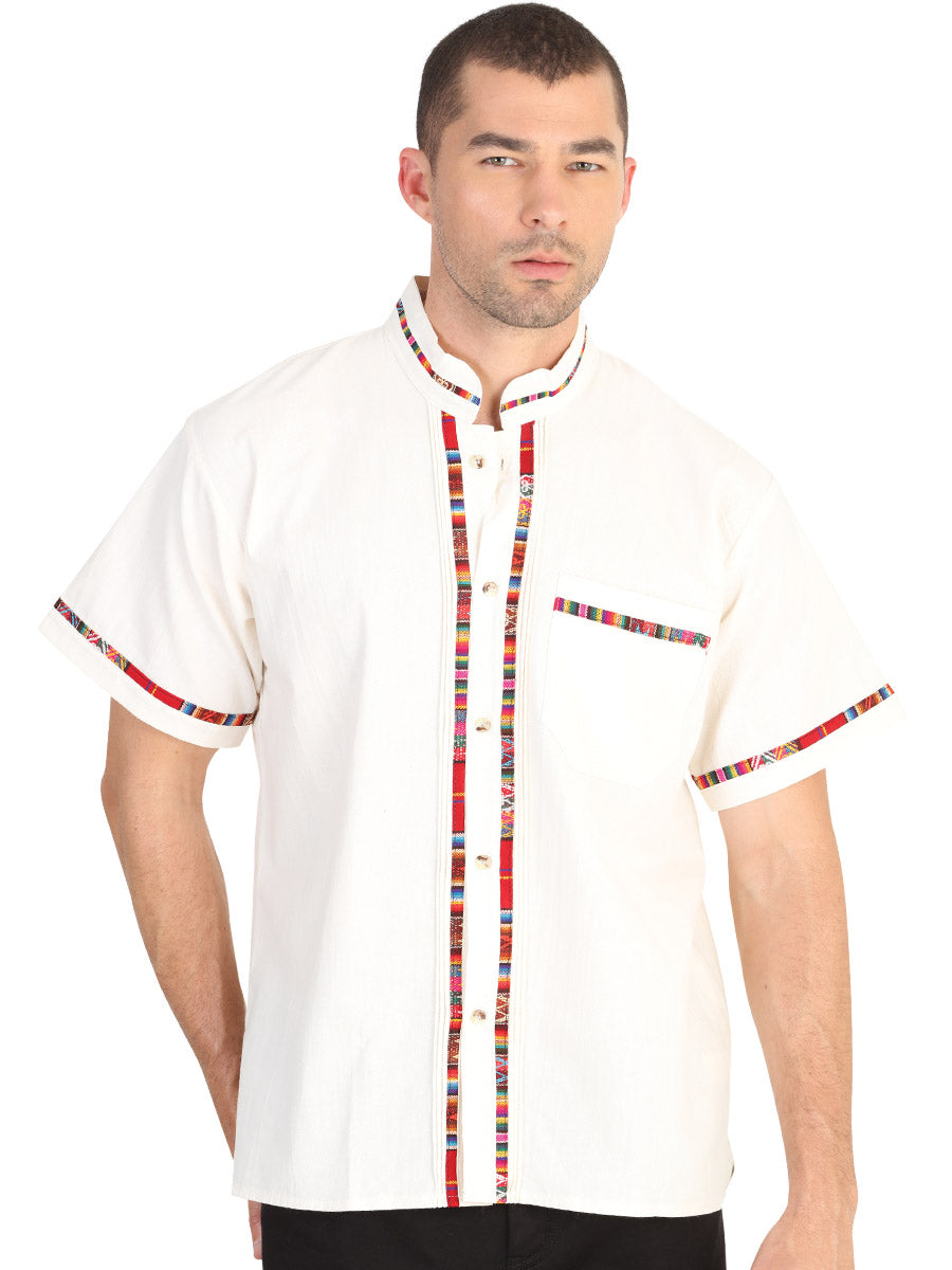 Mexican Guayabera Short Sleve Shirt for Men 100% Cotton Ivory