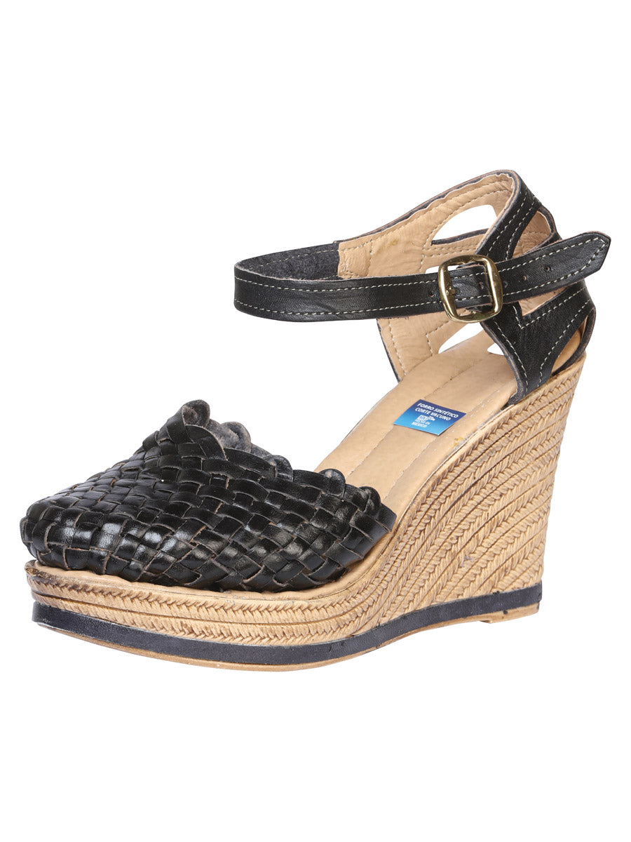 Sandalias de plataforma artesanales mexicanas negras