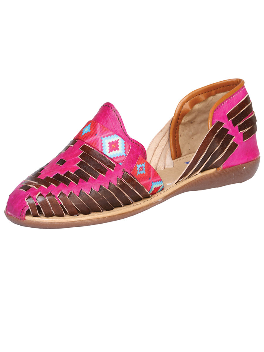 Mexican Artisanal Sandals Fuchsia/Brown