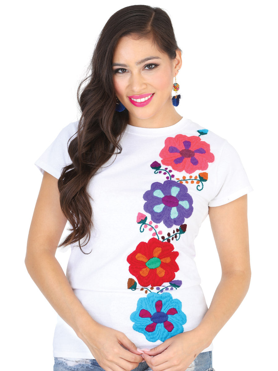 Sport T-Shirt Cotton Polyester White Floral