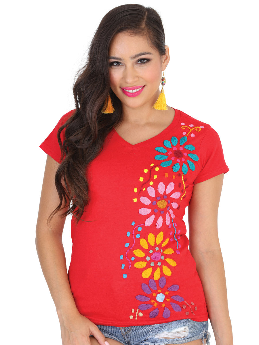 Sport T-Shirt Cotton Polyester Red Floral