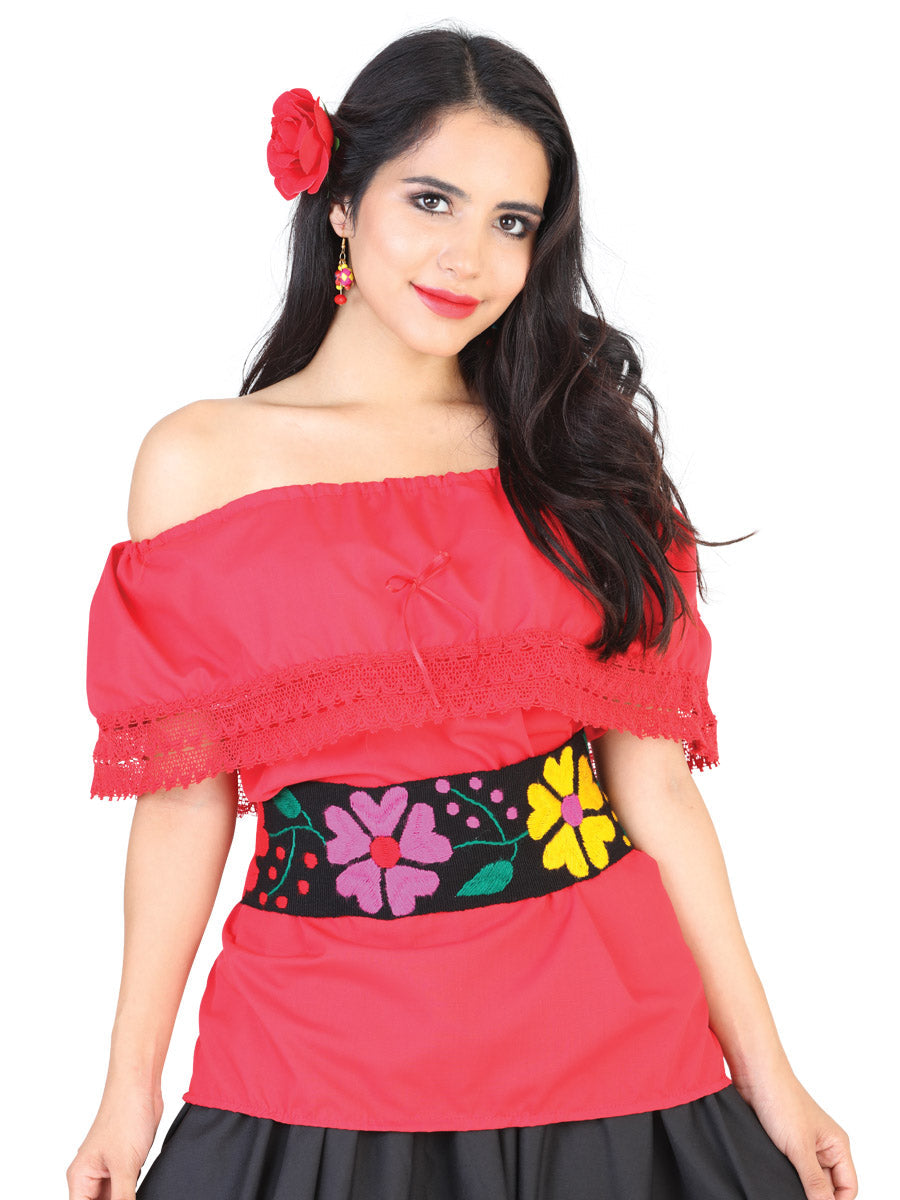 Mexican Artisanal Blouse Cotton Polyester Red