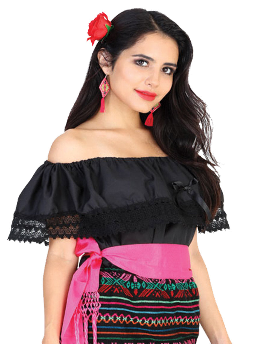 Mexican Artisanal Blouse Cotton Polyester Black