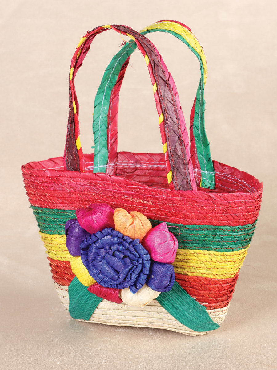 Bolsa de dulces artesanales para fiestas con hojas de palma multicolor
