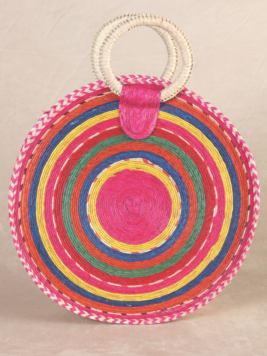 Bolsa artesanal 100% palma. Tejida a mano. - Multicolor