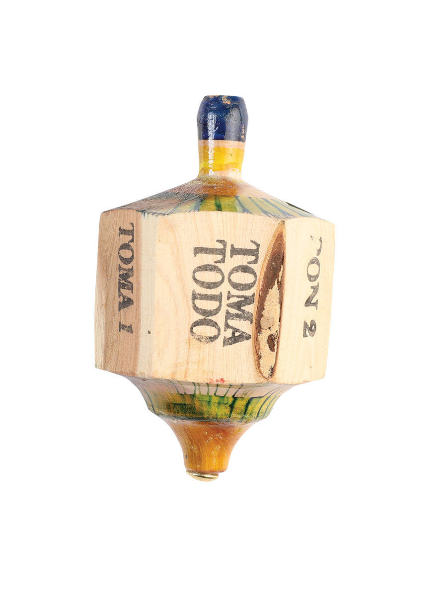 Mexican Artisanal Toy Pirinola Wood Multicolor