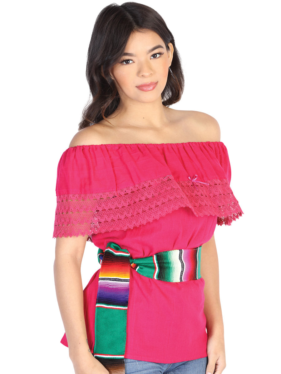 Mexican Artisanal Blouse Cotton Polyester Fuchsia