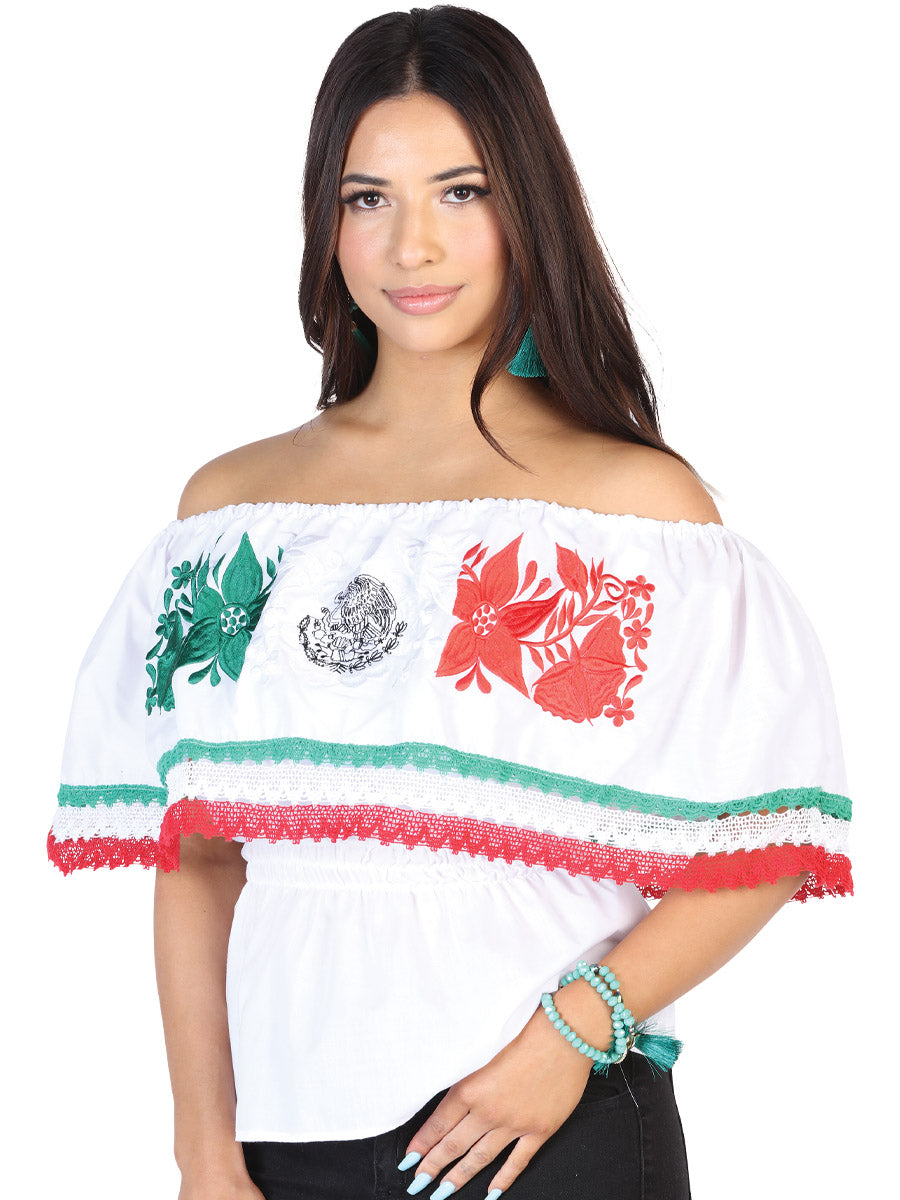 Mexican Artisanal Embroidered Blouse Cotton White