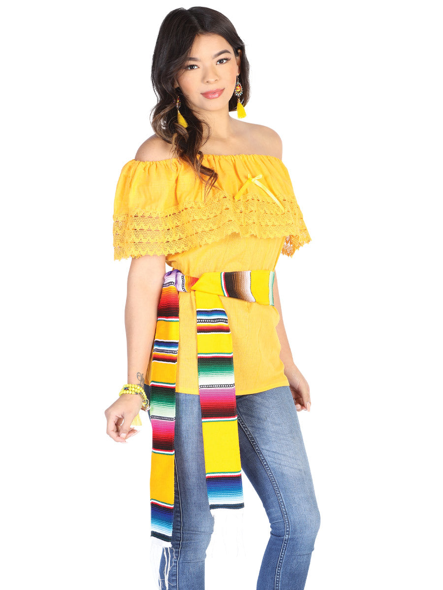 Mexican Artisanal Blouse Cotton Polyester Yellow