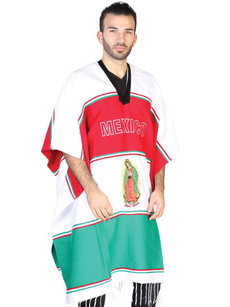 Mexican Artisanal Poncho 100 Acrylan Tricolor