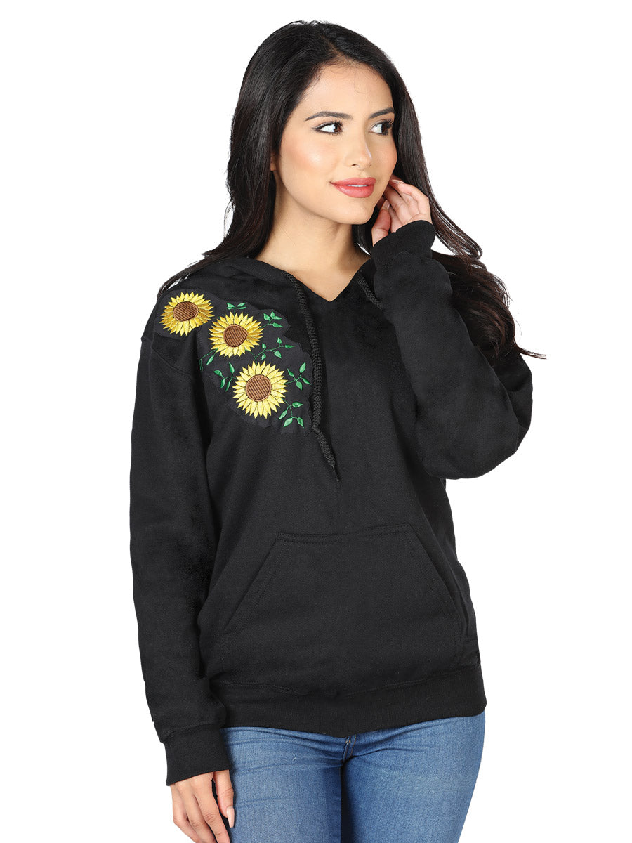 Artisanal Embroidered Sweatshirt Cotton Black