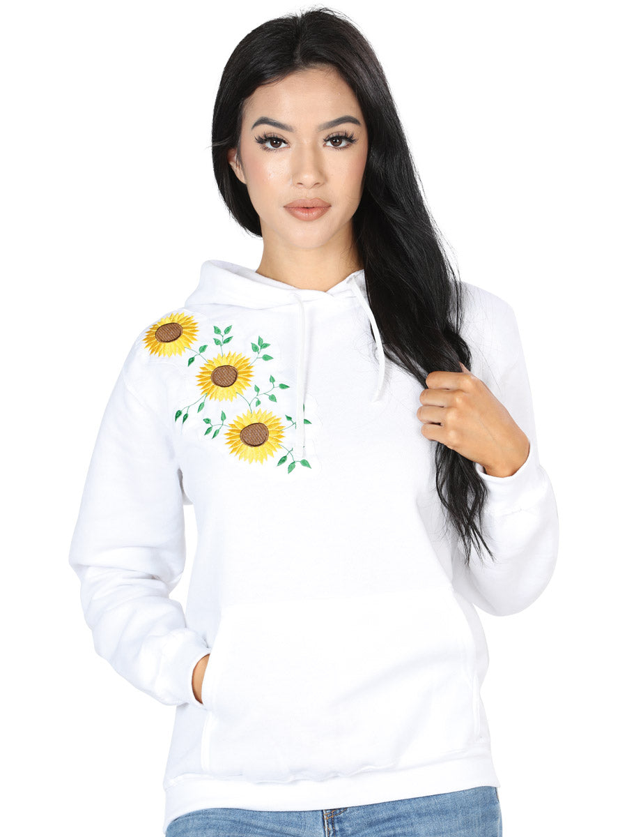 Artisanal Embroidered Sweatshirt Cotton White