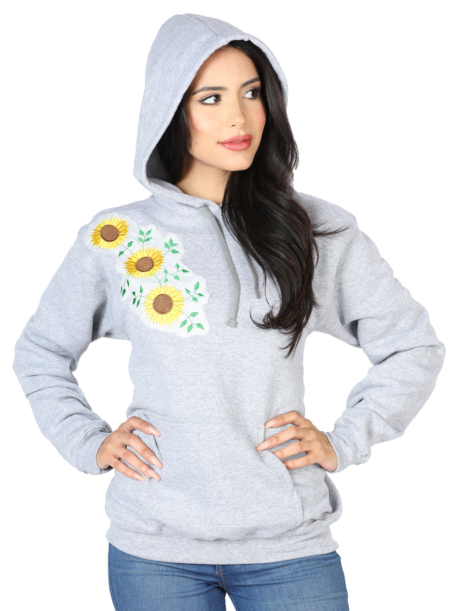 Artisanal Embroidered Sweatshirt Cotton Gray