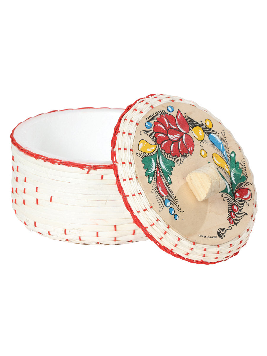Artisanal Tortilla Warmer Palm Leaf Red