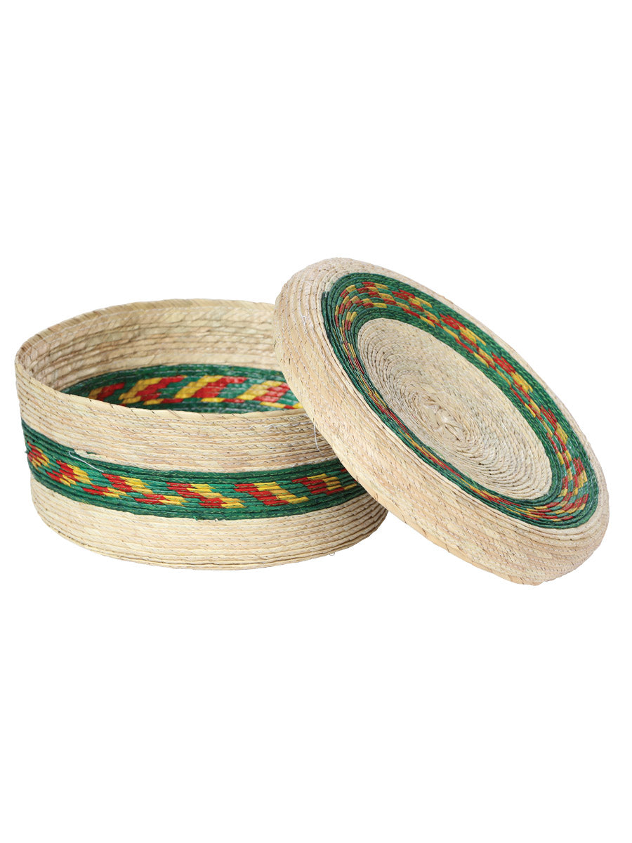 Artisanal Tortilla Warmer Palm Leaf Natural/Green