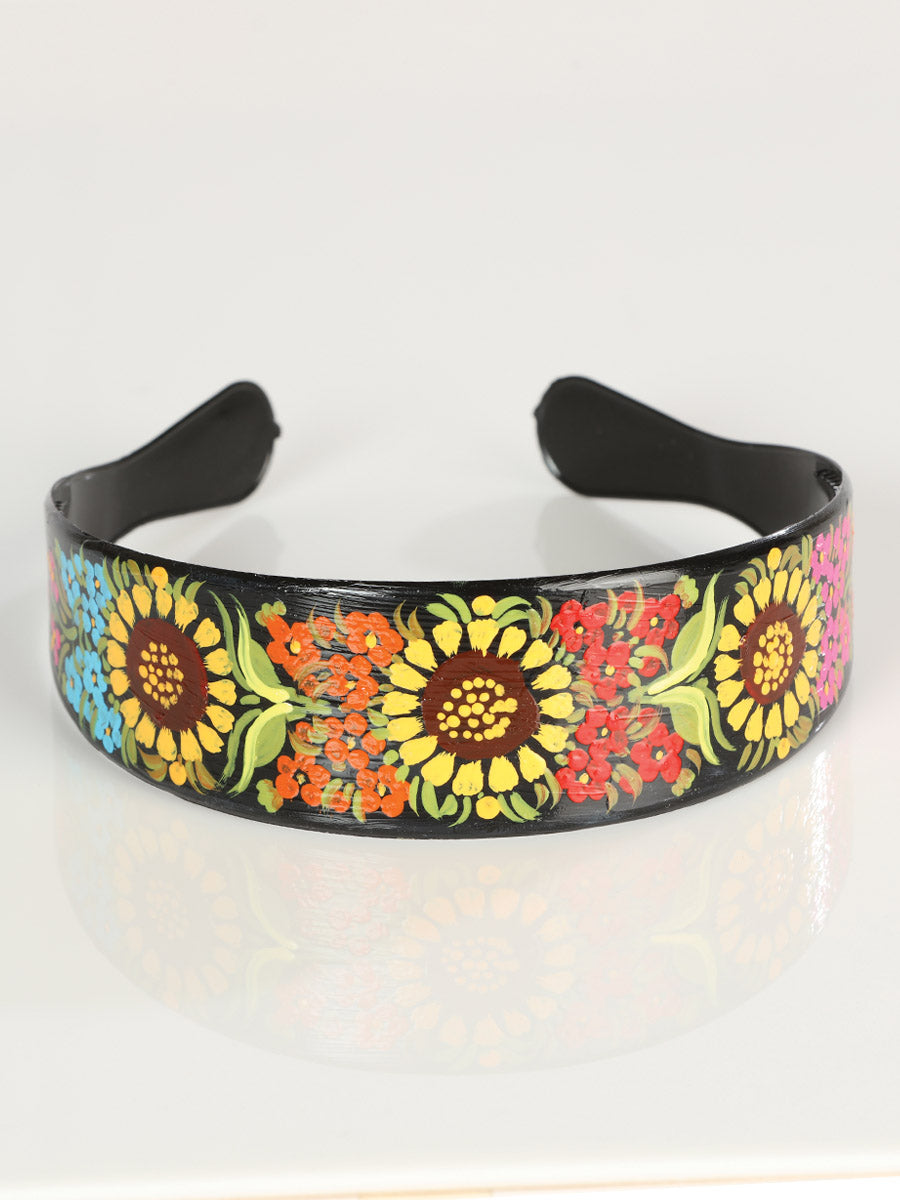 Artisanal Hand-Painted Headband Plastic Multicolor