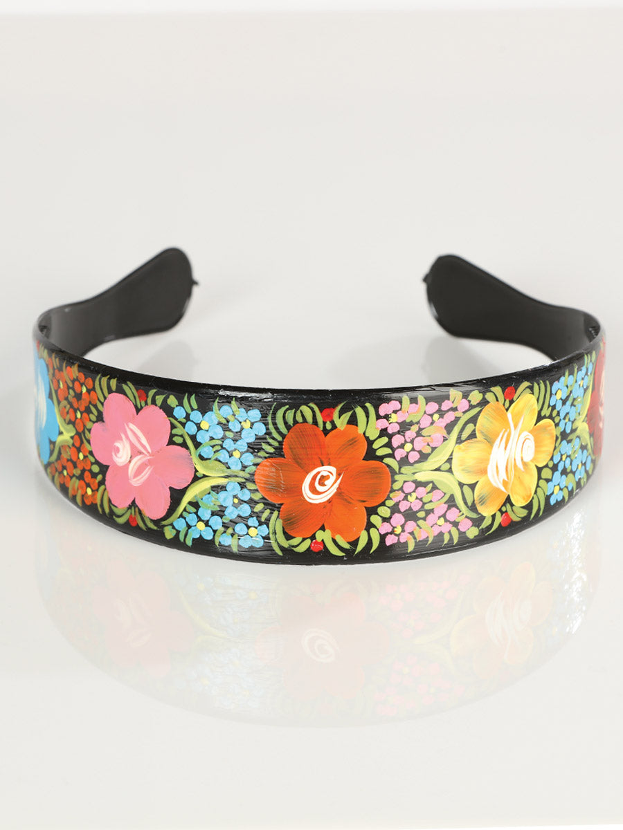 Artisanal Hand-Painted Headband Plastic Multicolor