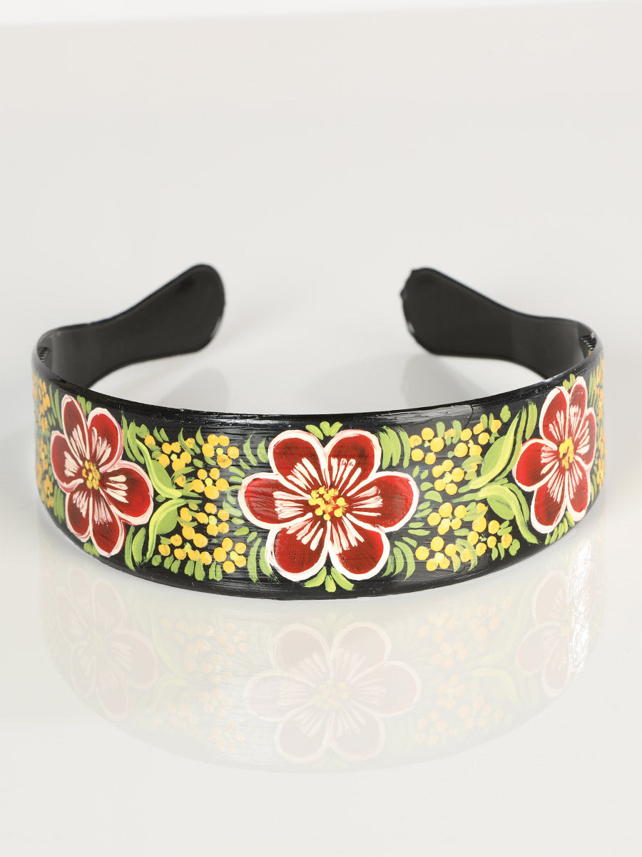 Artisanal Hand-Painted Headband Plastic Multicolor