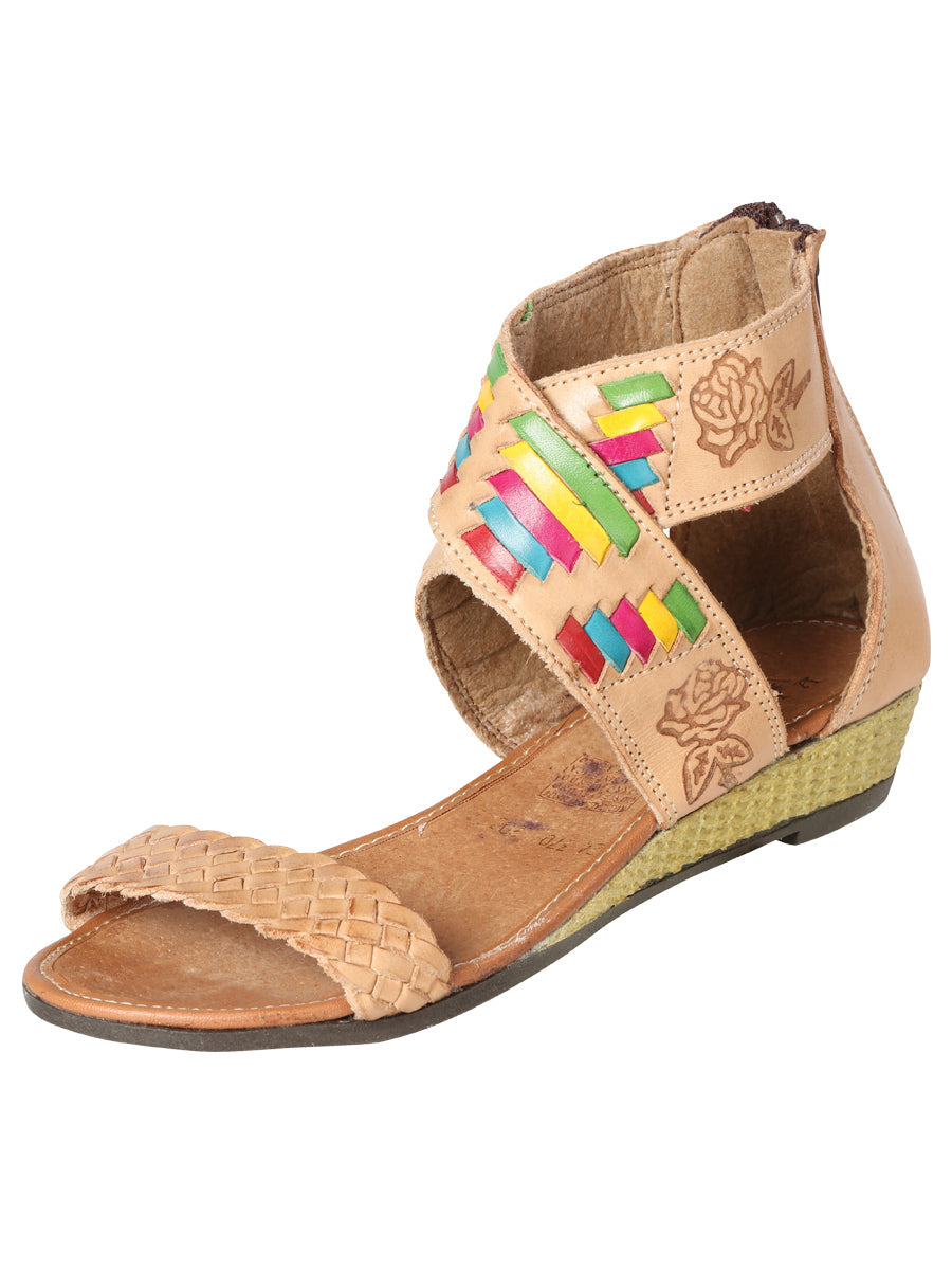 Mexican Artisanal Sandals Leather Tan/Multicolor