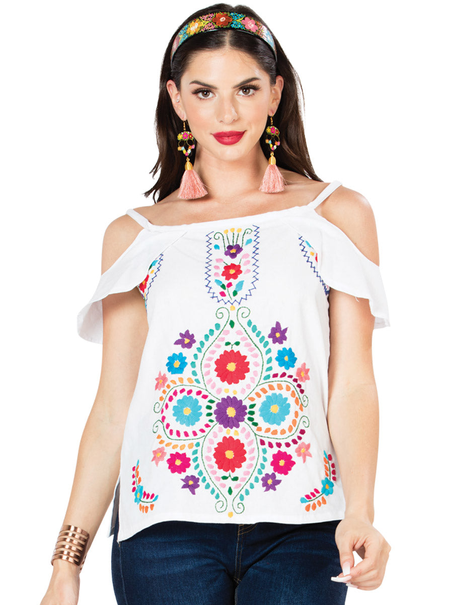 Artisanal Embroidered Blouse 100% Cotton White