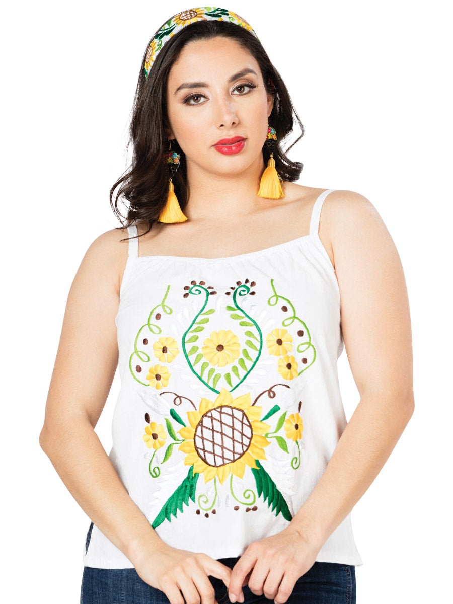Artisanal Embroidered Blouse Floral Cotton White
