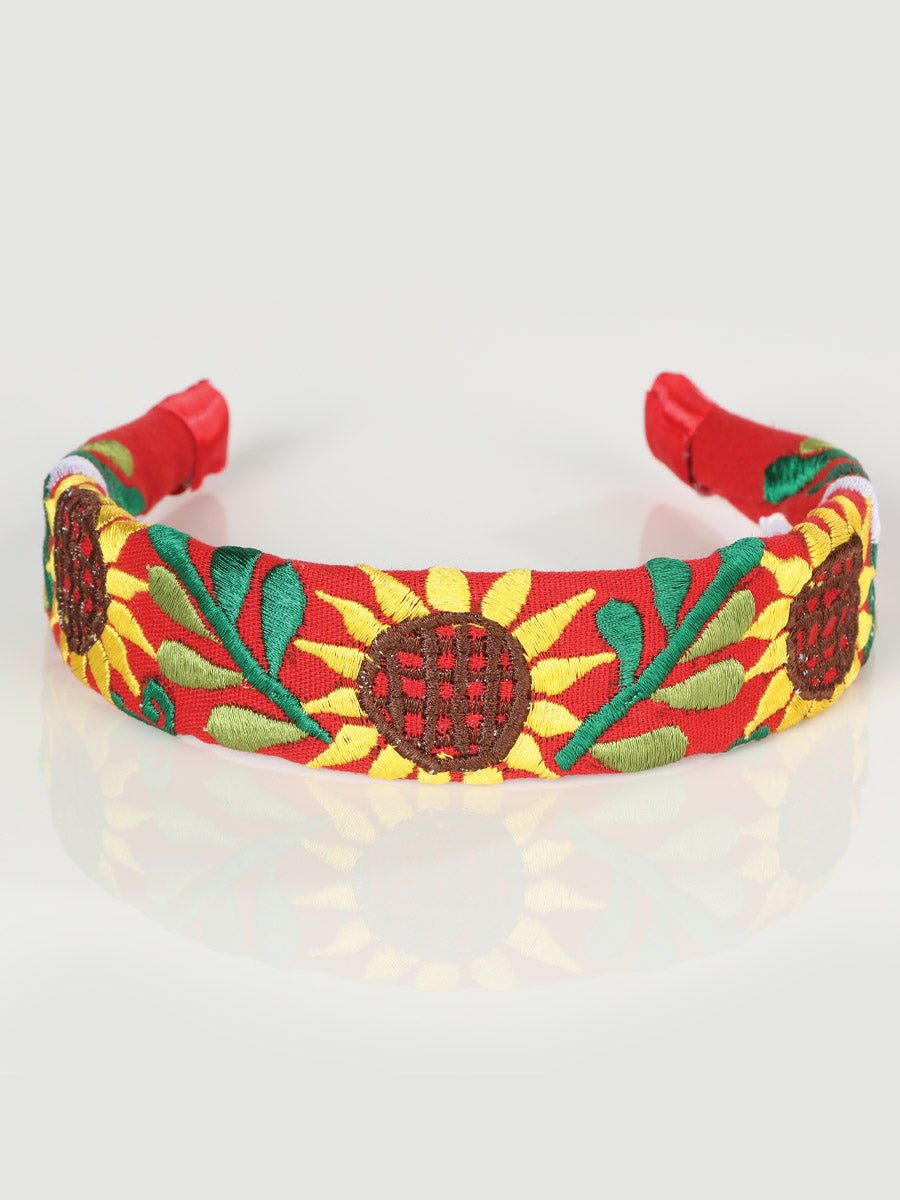 Artisanal Embroidered Headband Cotton Red