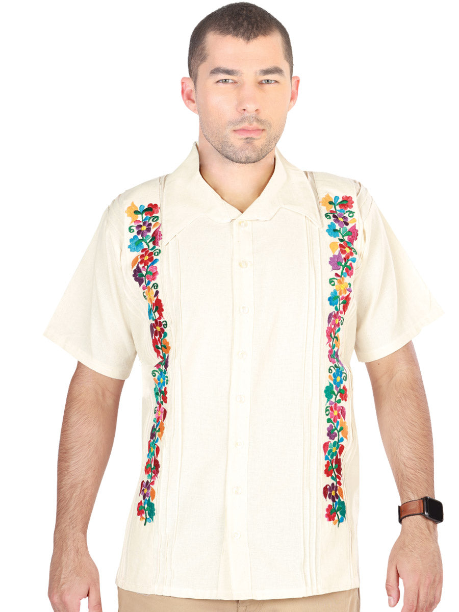 Mexican Embroidered Shirt Guayabera 100% Cotton Ivory