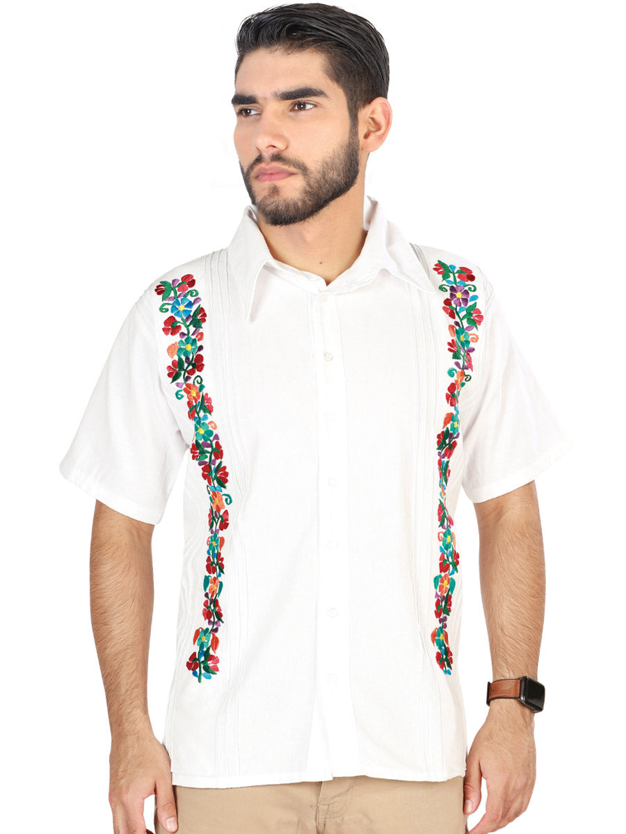 Mexican Embroidered Shirt Guayabera 100% Cotton White