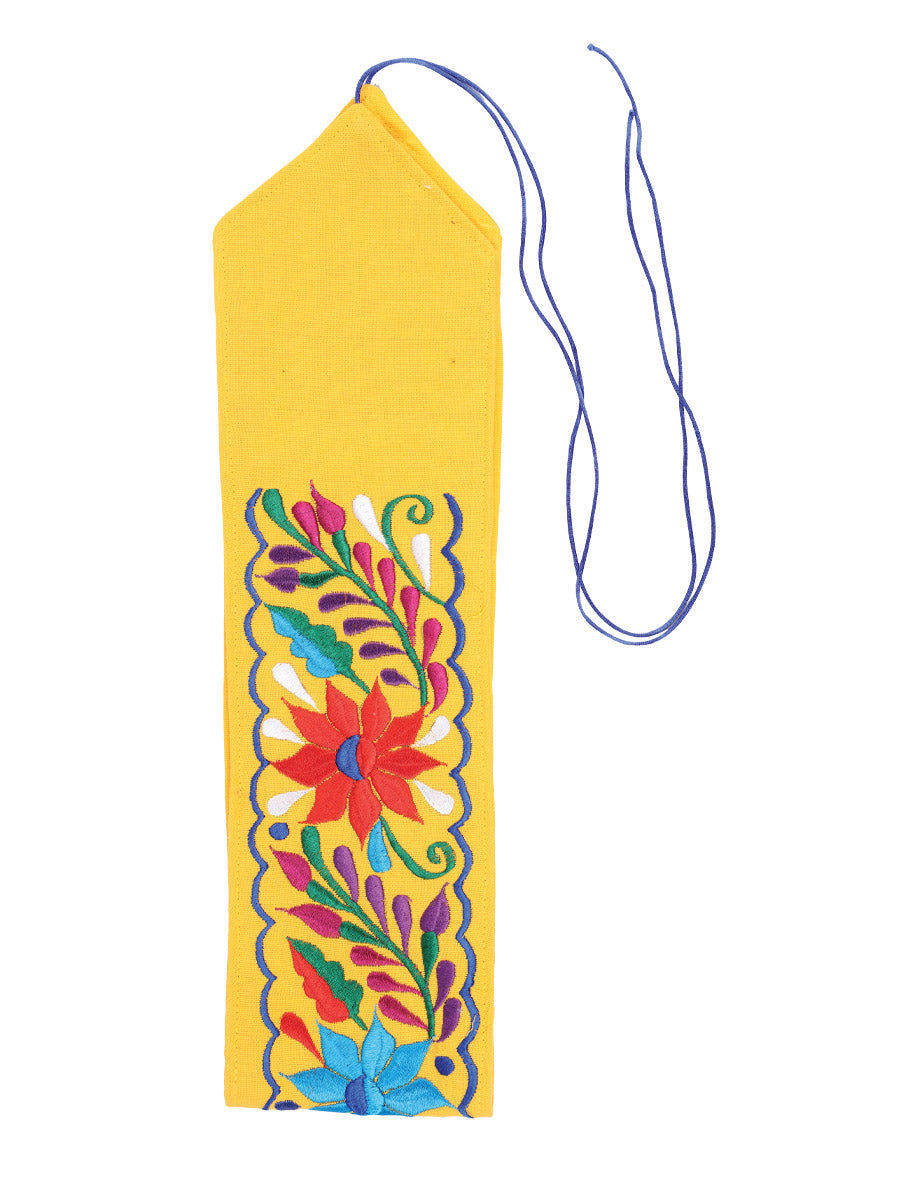 Artisanal Embroidered Belt Floral Yellow