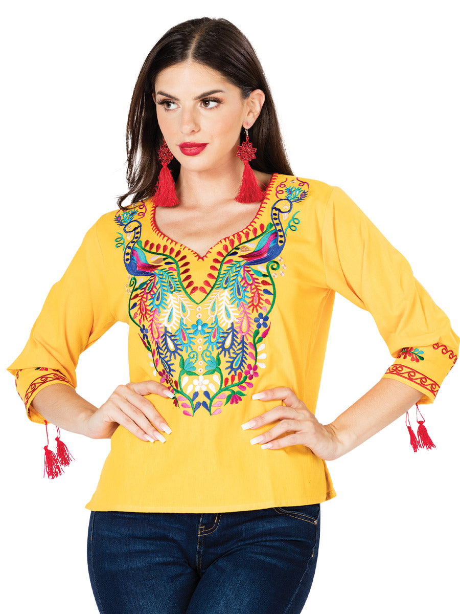 Artisanal Embroidered Blouse Cotton Yellow