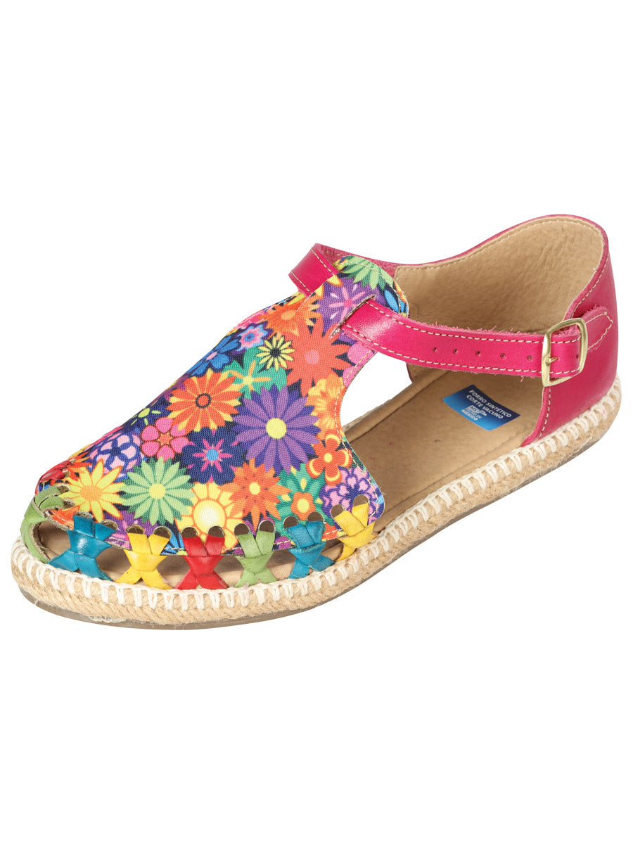 Mexican Artisanal Sandals Leather Fuchsia