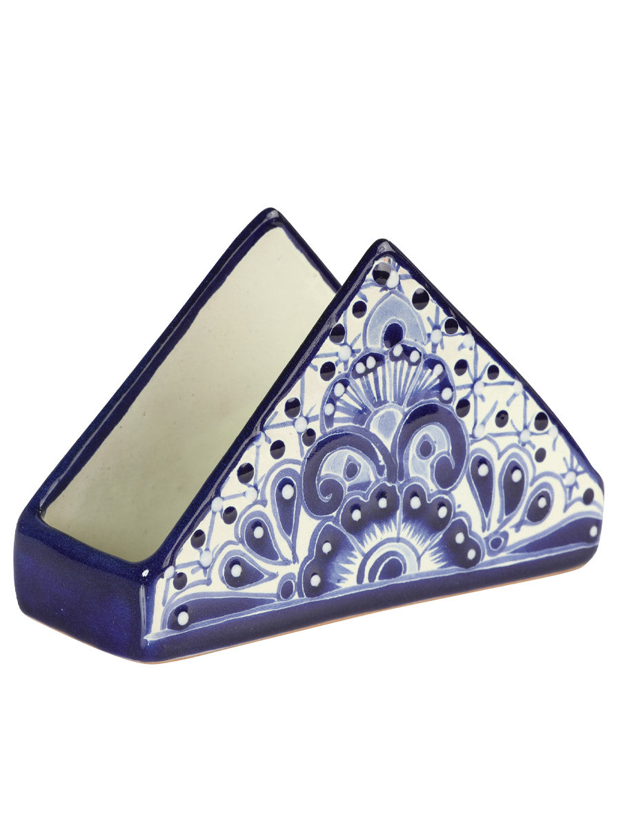 Servilletero decorativo artesanal Talavera Azul