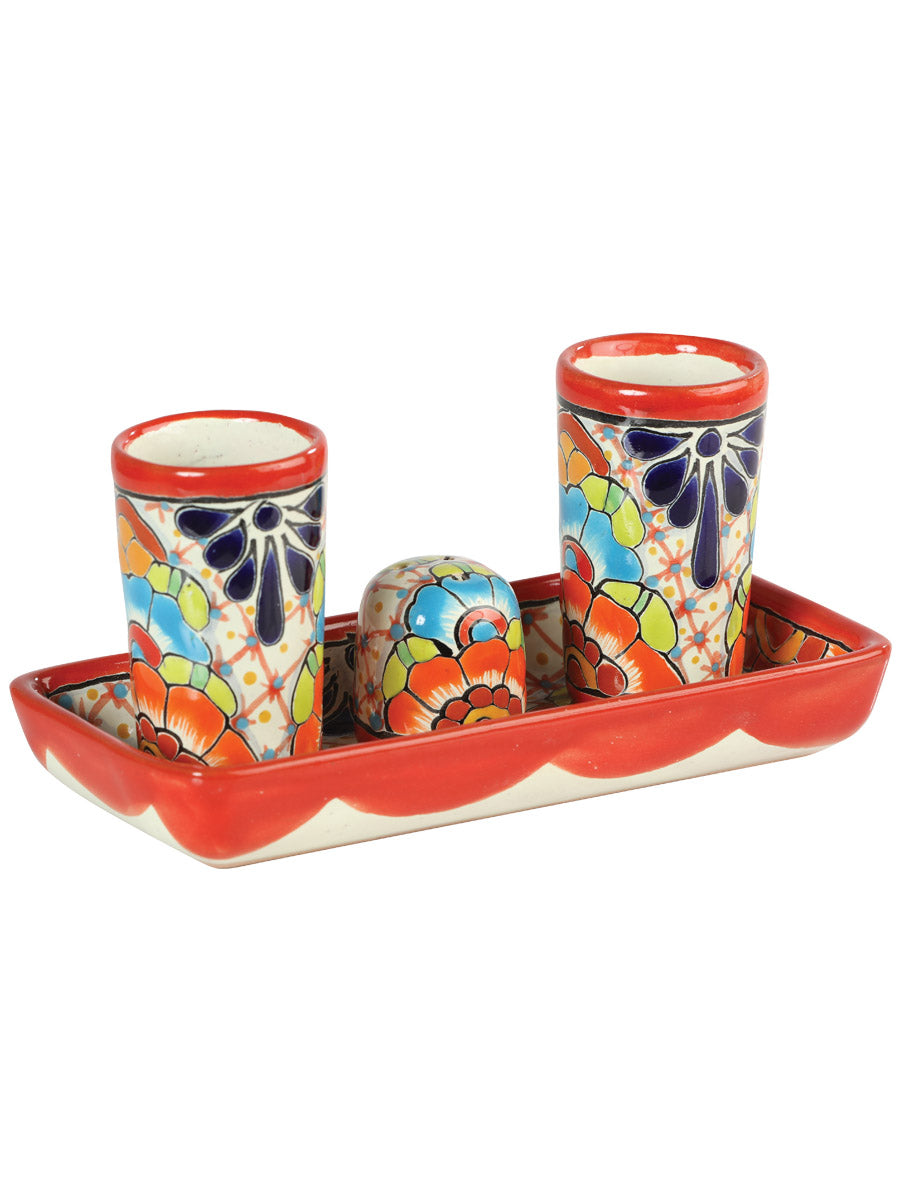 Juego de Vasos Shot de Tequila Artesanal Talavera Multicolor