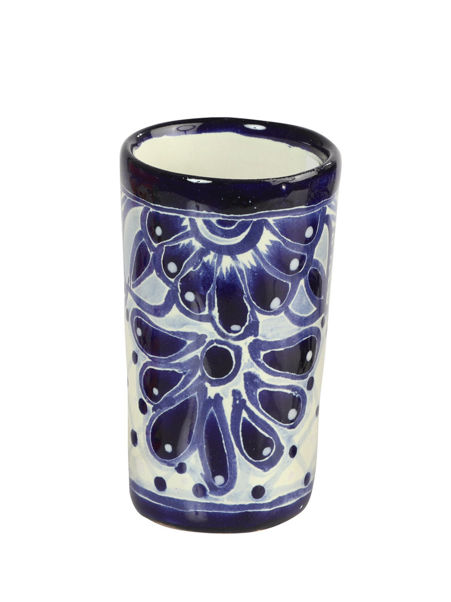 Vaso de chupito de tequila artesanal Talavera Azul