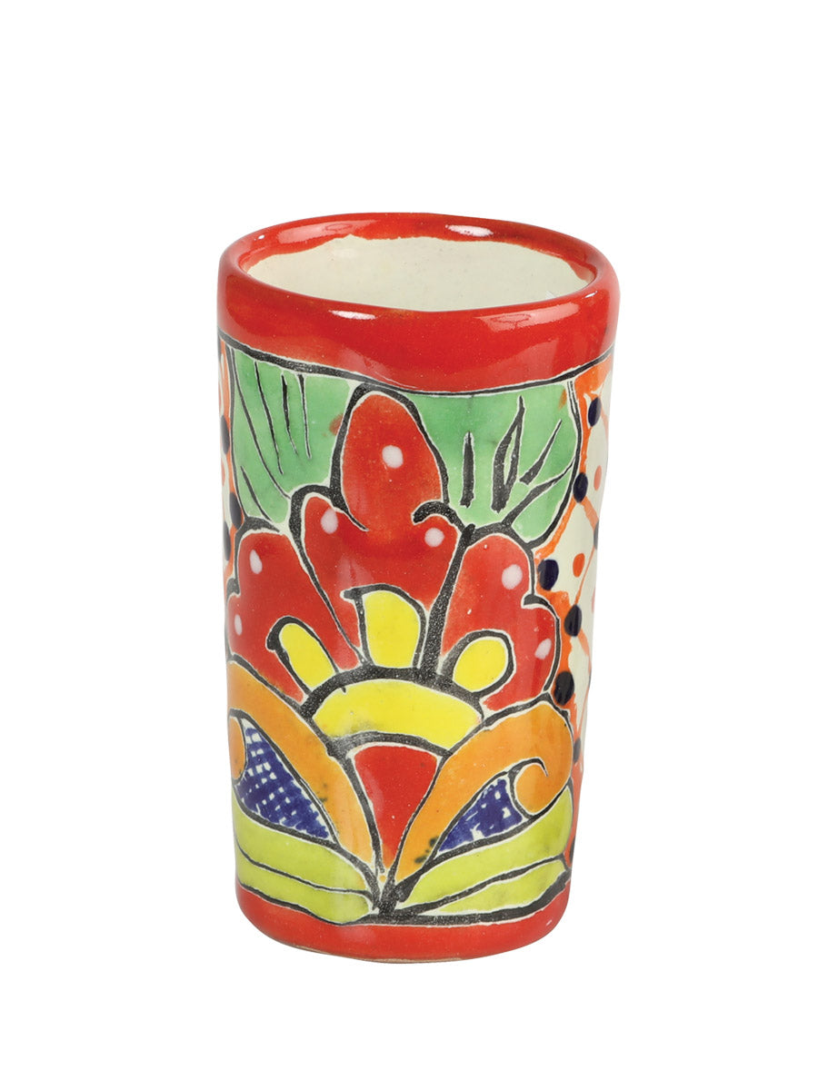 Vaso de chupito de tequila artesanal Talavera Multicolor