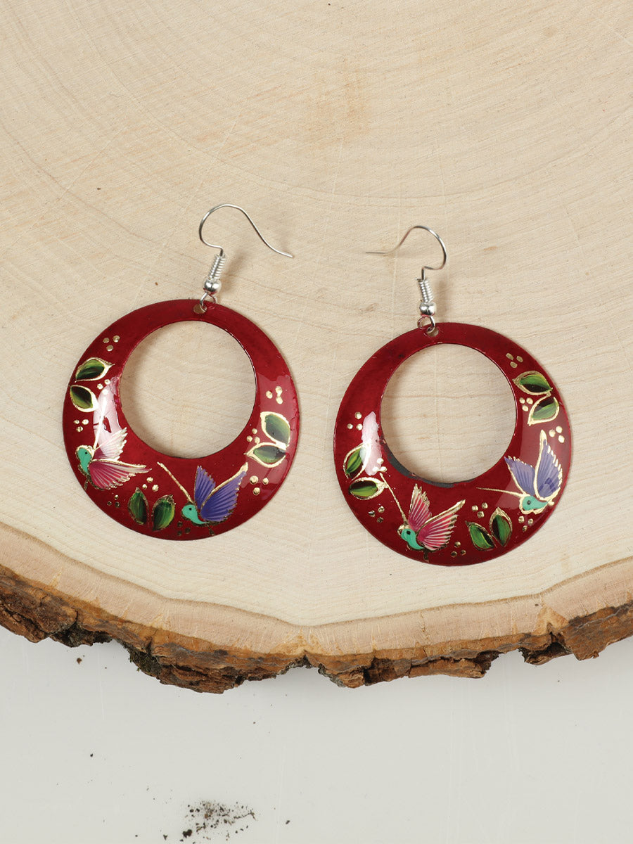 Artisanal Handmade Hearrings Monarca Medium Red