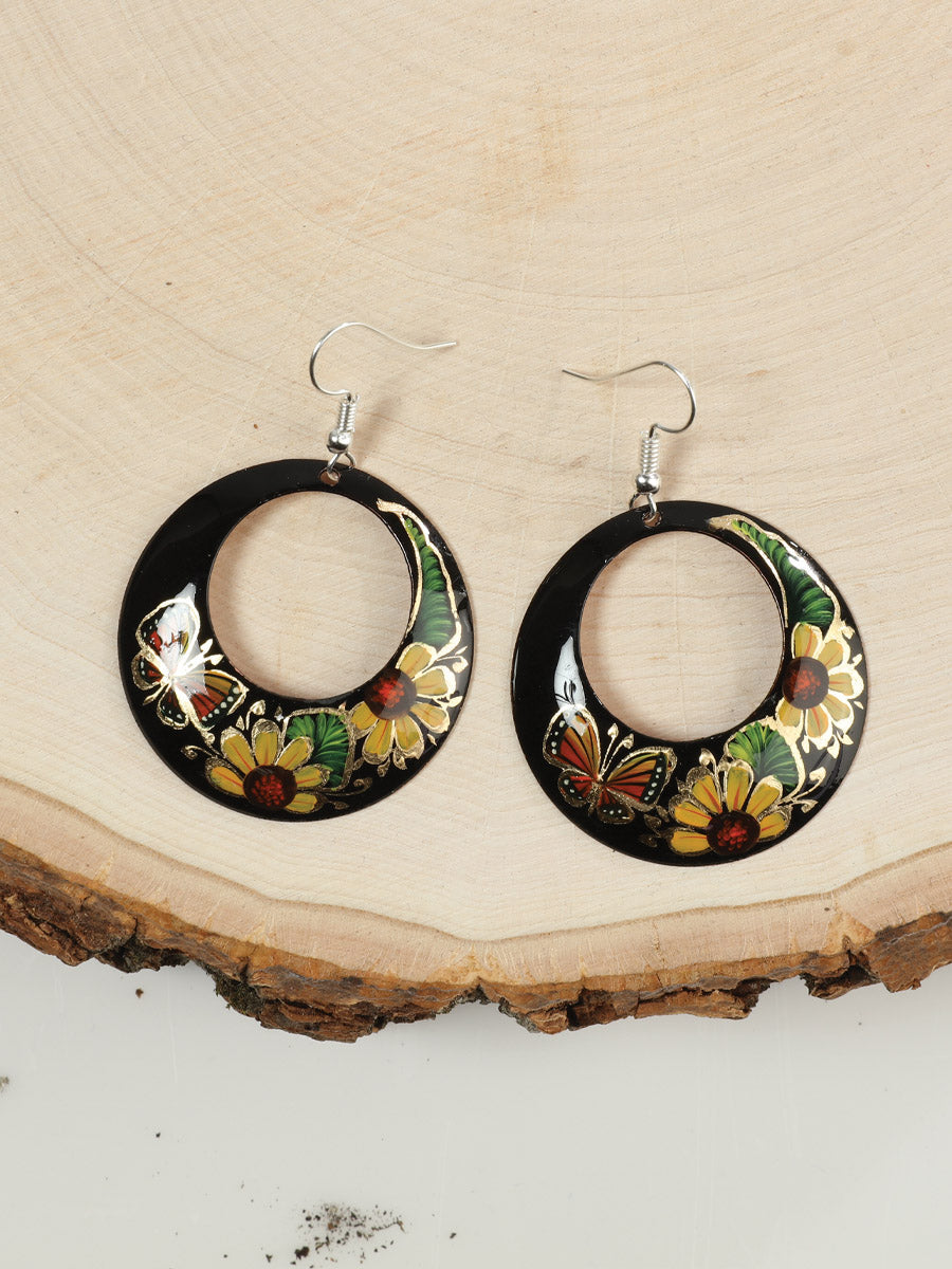 Artisanal Handmade Hearrings Monarca Yellow Flor