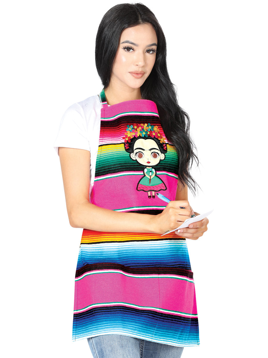 Delantal artesanal mexicano de zarape 100% acrílico multicolor
