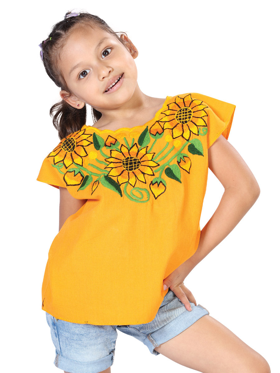 Artisanal Embroidered Blouse Yellow Mod. 603598