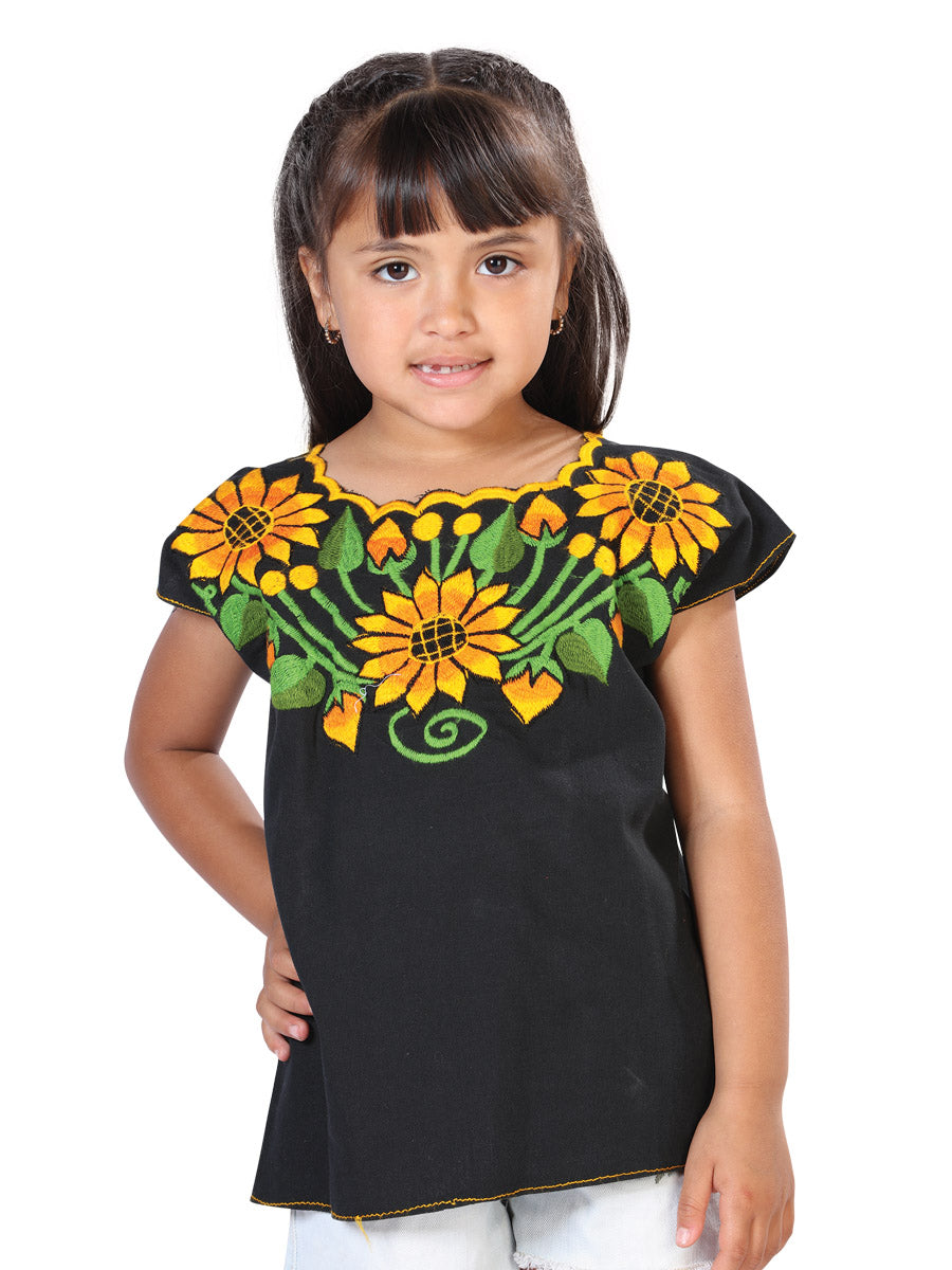 Artisanal -Embroidered Blouse 100% Cotton Black
