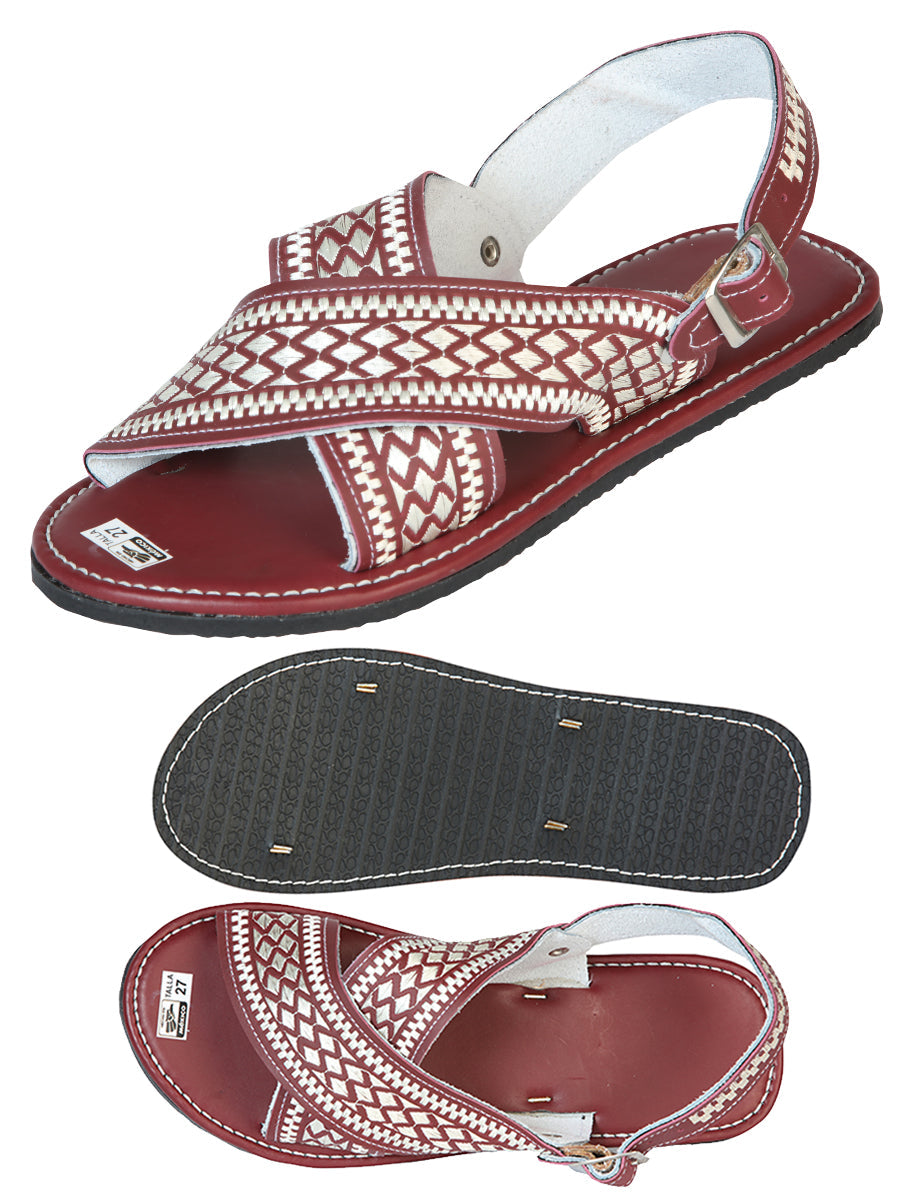 Artisanal Handmade Huarache 50% leather and 50% Synthetic Grecas Chedron