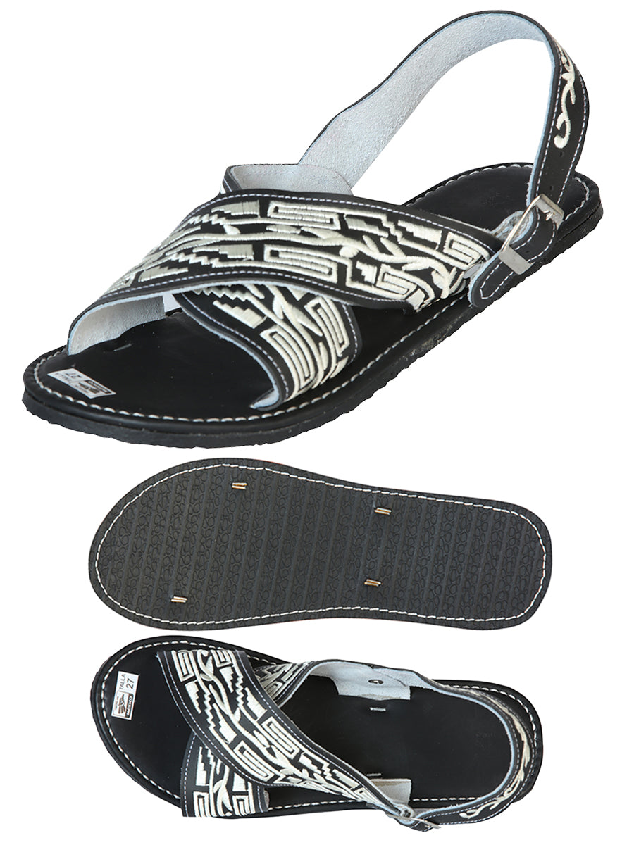 Artisanal Handmade Huarache  50% leather and 50% Synthetic Grecas  Black