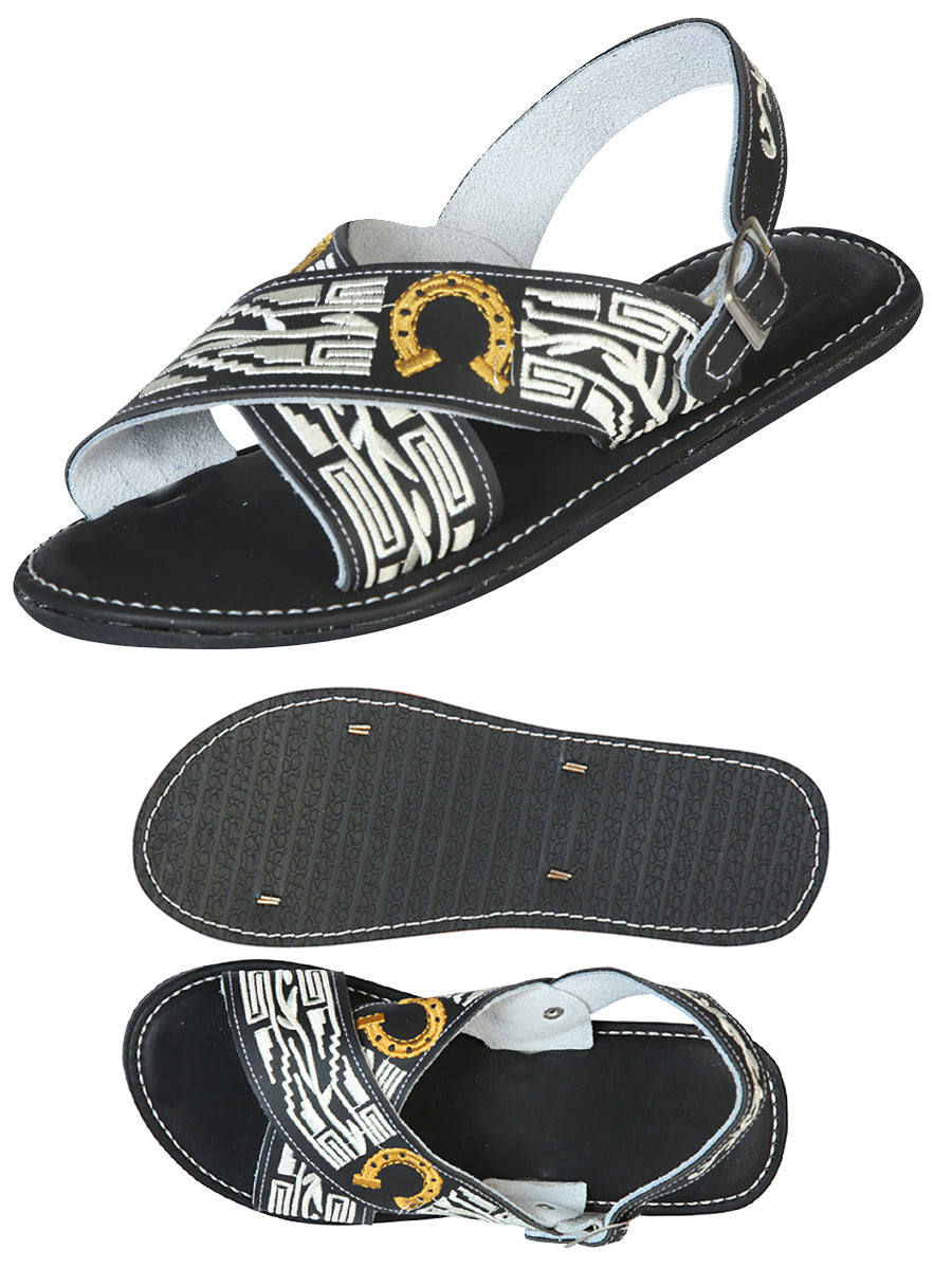 Artisanal Handmade Huarache  50% leather and 50% Synthetic Herradura  Black