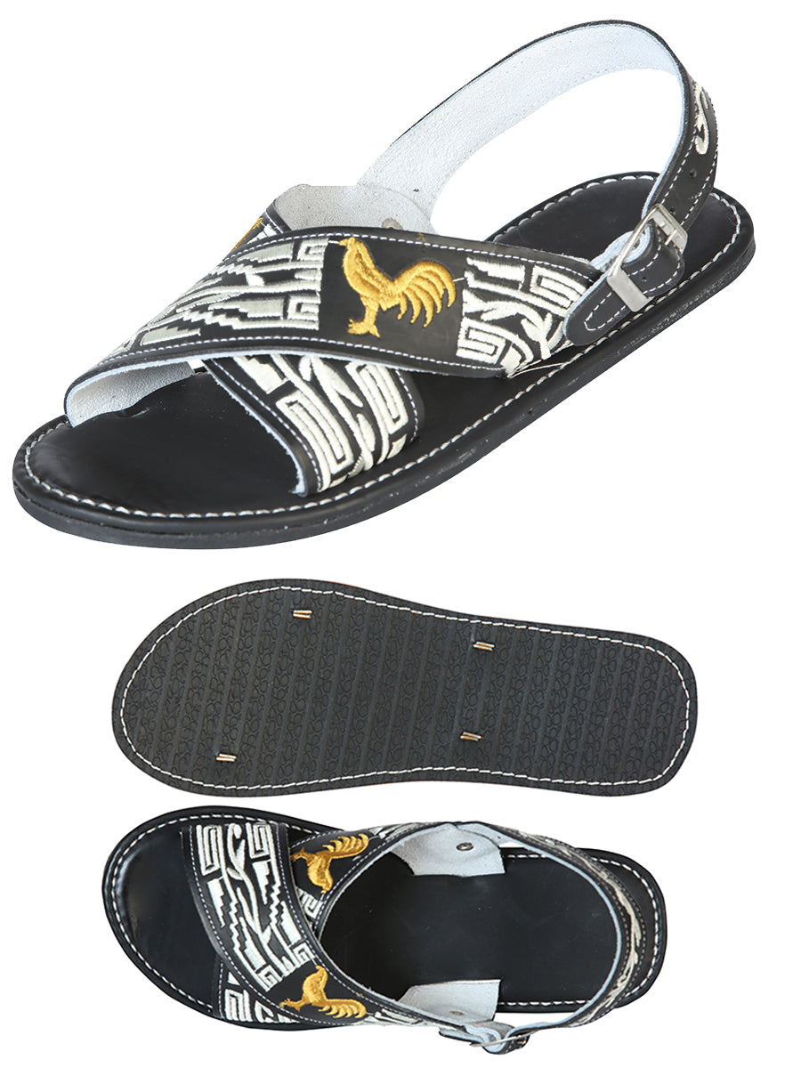 Artisanal Handmade Huarache - 50% leather and 50% Synthetic - Gallos - Black